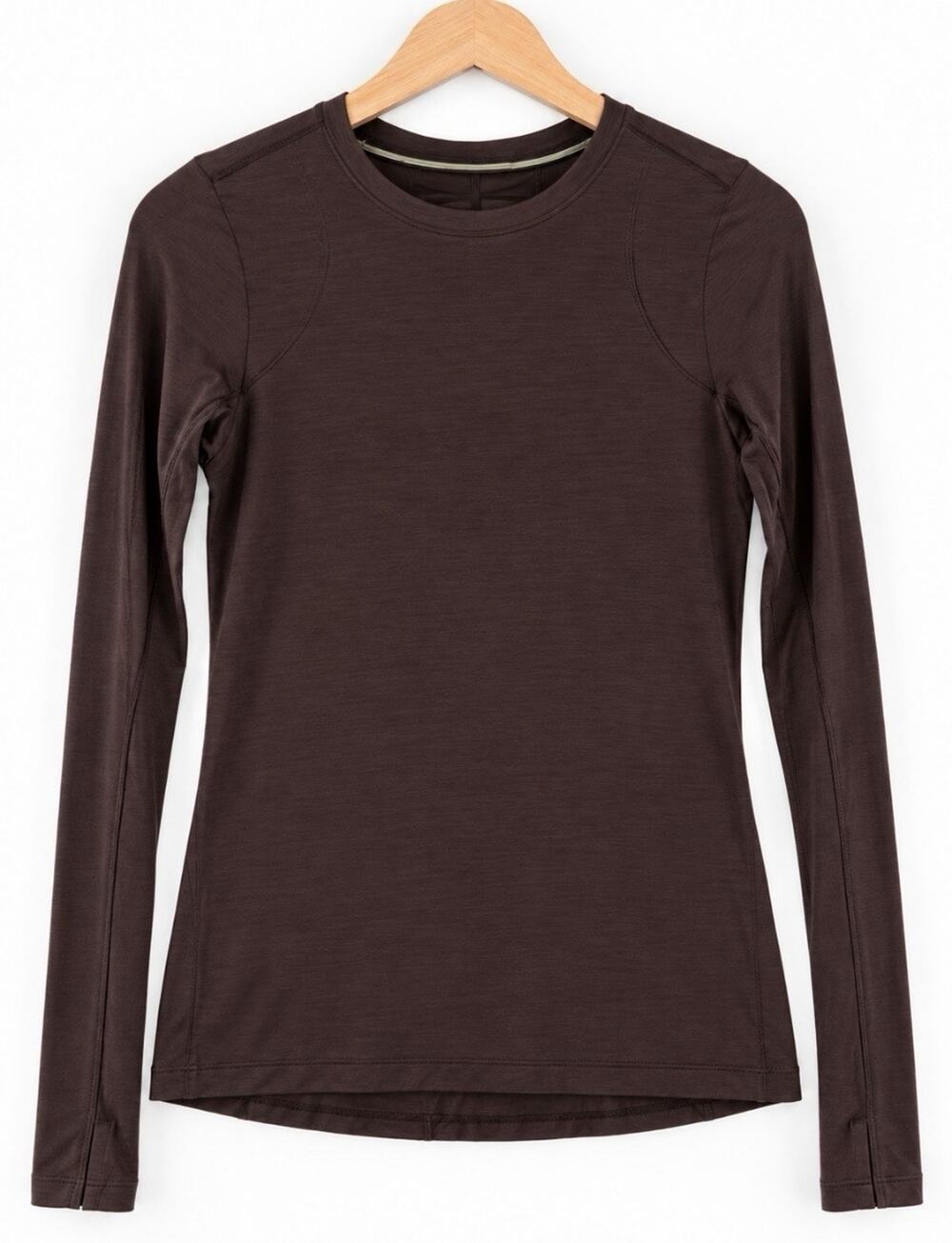 Smartwool Active Women XS Merino Wool Blend Base Layer Crew Top Brown Mink